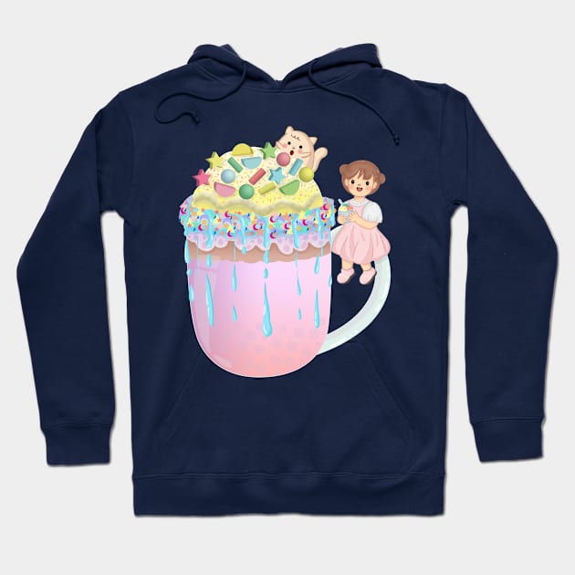 Strawberry mango boba ice cream Hoodie by Athikan